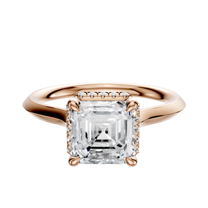 14K Rose Gold 4 Prong Collar Cathedral Knife Edge 2.0mm Engagement Ring