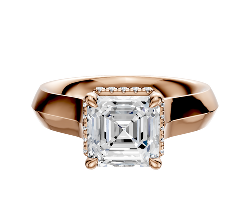 14K Rose Gold 4 Prong Collar Cathedral Knife Edge 4.0mm Engagement Ring