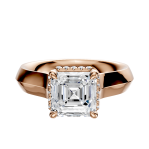 14K Rose Gold 4 Prong Collar Cathedral Knife Edge 4.0mm Engagement Ring