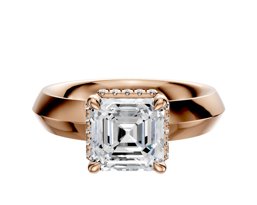 14K Rose Gold 4 Prong Collar Classic Knife Edge 4.0mm Engagement Ring