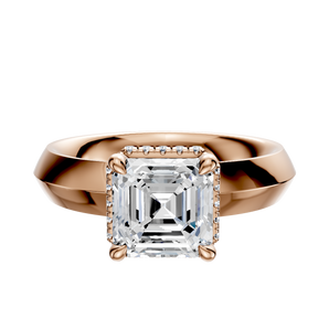 14K Rose Gold 4 Prong Collar Classic Knife Edge 4.0mm Engagement Ring