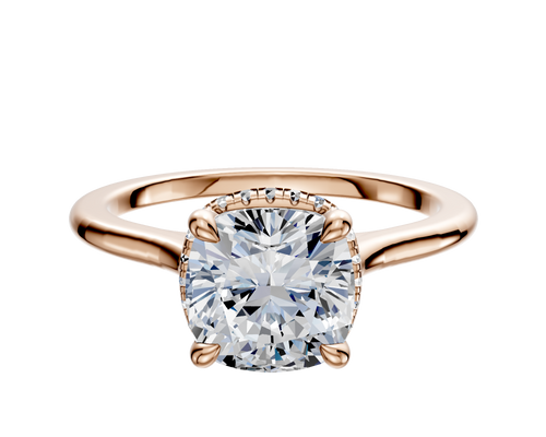 14K Rose Gold 4 Prong Collar Cathedral Dome 1.5mm Engagement Ring