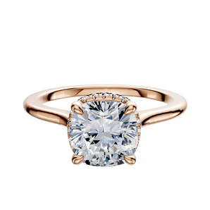 14K Rose Gold 4 Prong Collar Cathedral Dome 1.5mm Engagement Ring