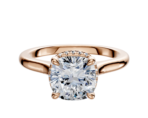 14K Rose Gold 4 Prong Collar Cathedral Dome 2.0mm Engagement Ring