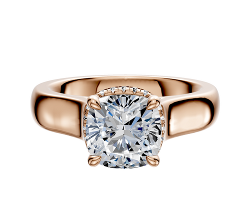 14K Rose Gold 4 Prong Collar Cathedral Dome 4.0mm Engagement Ring