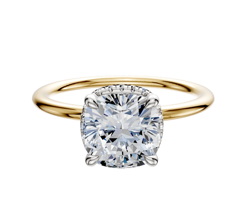 18K Two Tone 4 Prong Collar Classic Dome 1.5mm Engagement Ring