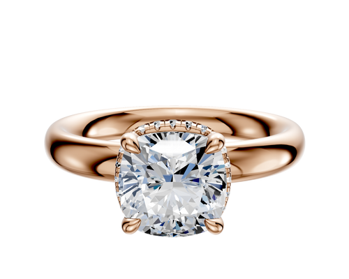 14K Rose Gold 4 Prong Collar Classic Dome 3.0mm Engagement Ring