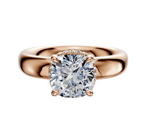 14K Rose Gold 4 Prong Collar Classic Dome 4.0mm Engagement Ring