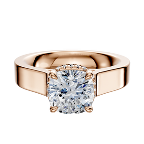 14K Rose Gold 4 Prong Collar Cathedral Flat 4.0mm Engagement Ring