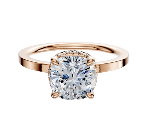 14K Rose Gold 4 Prong Collar Classic Flat 1.5mm Engagement Ring