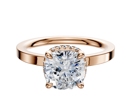 14K Rose Gold 4 Prong Collar Classic Flat 2.0mm Engagement Ring