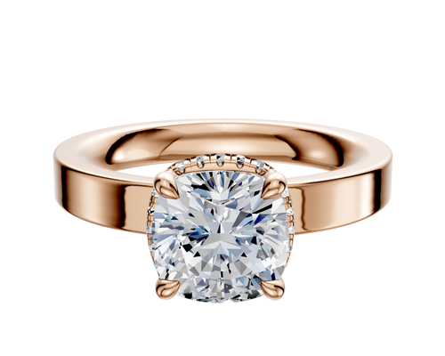 14K Rose Gold 4 Prong Collar Classic Flat 3.0mm Engagement Ring