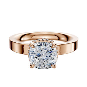 14K Rose Gold 4 Prong Collar Classic Flat 3.0mm Engagement Ring