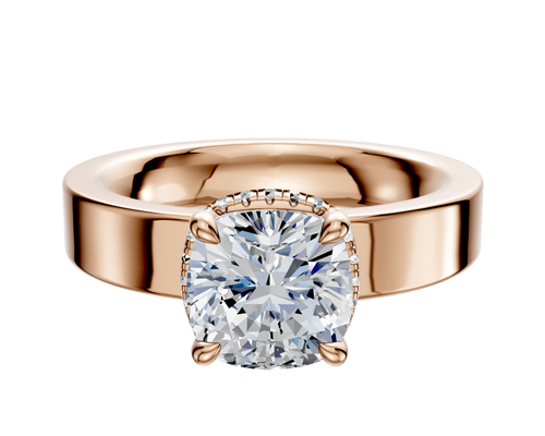 14K Rose Gold 4 Prong Collar Classic Flat 4.0mm Engagement Ring