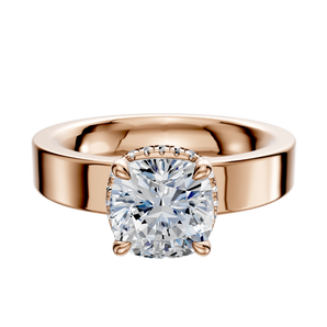 14K Rose Gold 4 Prong Collar Classic Flat 4.0mm Engagement Ring