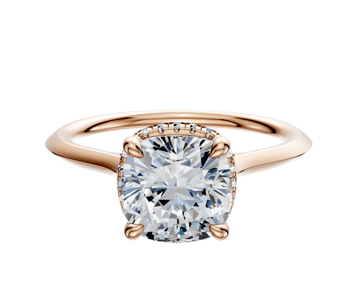 14K Rose Gold 4 Prong Collar Cathedral Knife Edge 1.5mm Engagement Ring