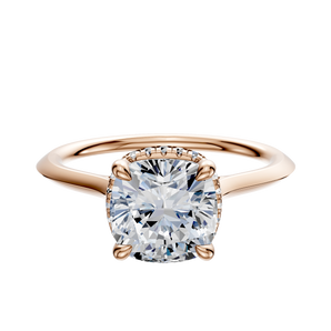 14K Rose Gold 4 Prong Collar Cathedral Knife Edge 1.5mm Engagement Ring