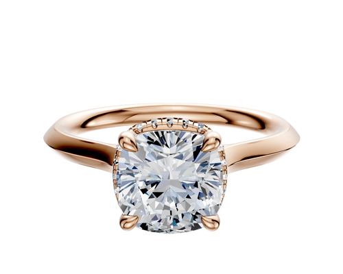 14K Rose Gold 4 Prong Collar Cathedral Knife Edge 2.0mm Engagement Ring