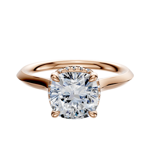 14K Rose Gold 4 Prong Collar Cathedral Knife Edge 2.0mm Engagement Ring