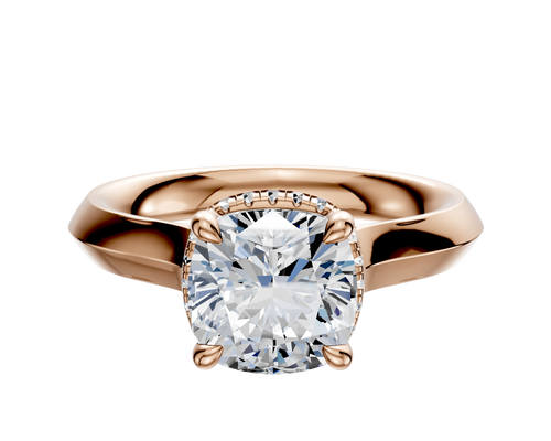 14K Rose Gold 4 Prong Collar Cathedral Knife Edge 3.0mm Engagement Ring