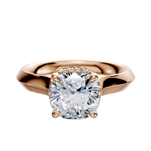 14K Rose Gold 4 Prong Collar Cathedral Knife Edge 3.0mm Engagement Ring