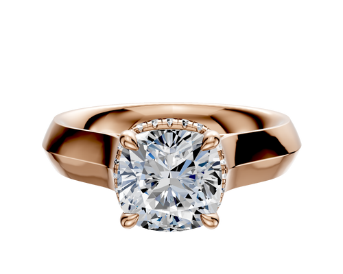 14K Rose Gold 4 Prong Collar Cathedral Knife Edge 4.0mm Engagement Ring