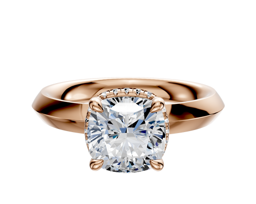 14K Rose Gold 4 Prong Collar Classic Knife Edge 3.0mm Engagement Ring