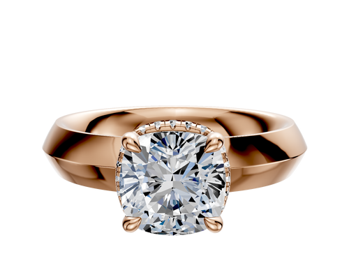 14K Rose Gold 4 Prong Collar Classic Knife Edge 4.0mm Engagement Ring