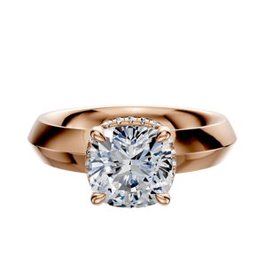 14K Rose Gold 4 Prong Collar Classic Knife Edge 4.0mm Engagement Ring