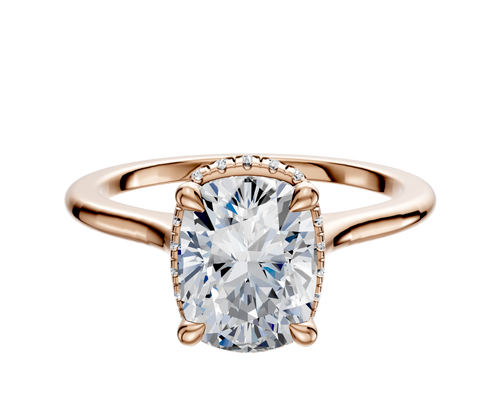 14K Rose Gold 4 Prong Collar Cathedral Dome 1.5mm Engagement Ring