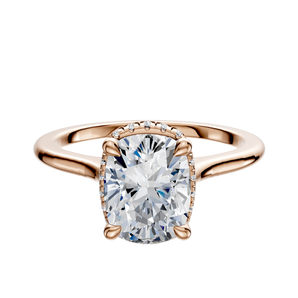 14K Rose Gold 4 Prong Collar Cathedral Dome 1.5mm Engagement Ring