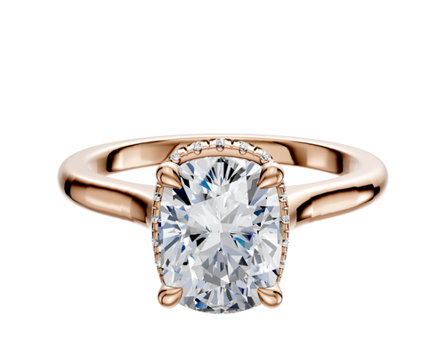 14K Rose Gold 4 Prong Collar Cathedral Dome 2.0mm Engagement Ring