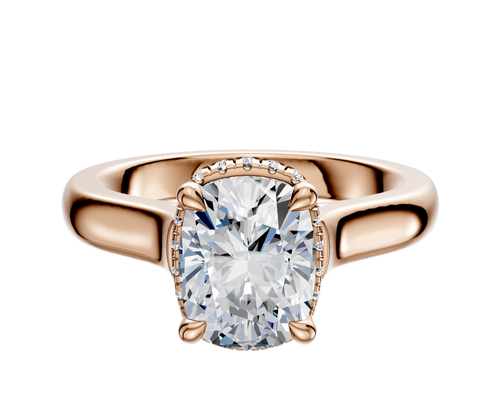 14K Rose Gold 4 Prong Collar Cathedral Dome 3.0mm Engagement Ring