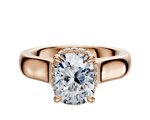 14K Rose Gold 4 Prong Collar Cathedral Dome 4.0mm Engagement Ring