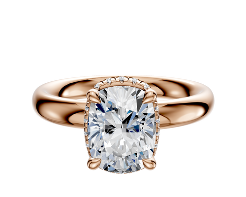 14K Rose Gold 4 Prong Collar Classic Dome 3.0mm Engagement Ring