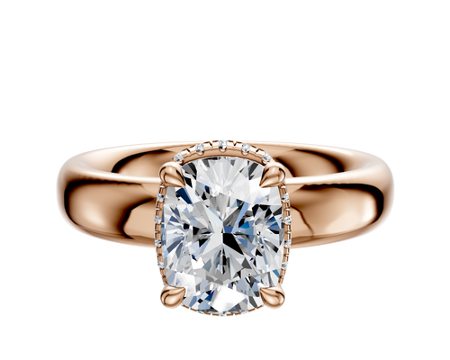 14K Rose Gold 4 Prong Collar Classic Dome 4.0mm Engagement Ring