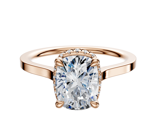 14K Rose Gold 4 Prong Collar Cathedral Flat 1.5mm Engagement Ring