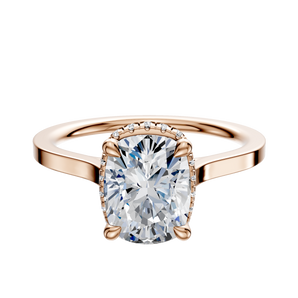 14K Rose Gold 4 Prong Collar Cathedral Flat 1.5mm Engagement Ring