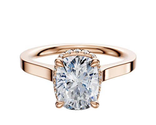 14K Rose Gold 4 Prong Collar Cathedral Flat 2.0mm Engagement Ring