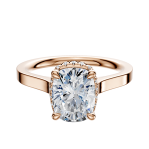 14K Rose Gold 4 Prong Collar Cathedral Flat 2.0mm Engagement Ring