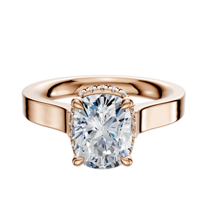 14K Rose Gold 4 Prong Collar Cathedral Flat 3.0mm Engagement Ring