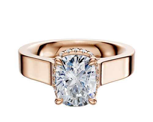 14K Rose Gold 4 Prong Collar Cathedral Flat 4.0mm Engagement Ring