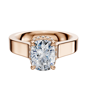 14K Rose Gold 4 Prong Collar Cathedral Flat 4.0mm Engagement Ring