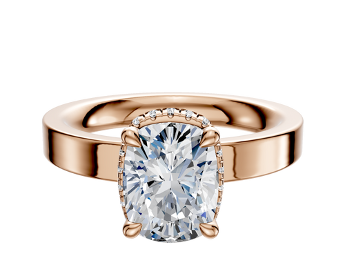 14K Rose Gold 4 Prong Collar Classic Flat 3.0mm Engagement Ring