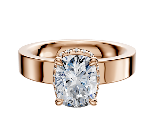 14K Rose Gold 4 Prong Collar Classic Flat 4.0mm Engagement Ring