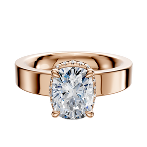 14K Rose Gold 4 Prong Collar Classic Flat 4.0mm Engagement Ring