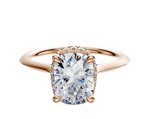 14K Rose Gold 4 Prong Collar Cathedral Knife Edge 1.5mm Engagement Ring