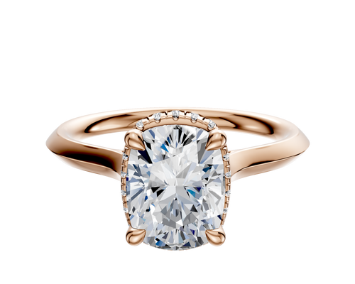 14K Rose Gold 4 Prong Collar Cathedral Knife Edge 2.0mm Engagement Ring