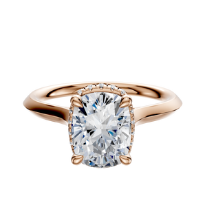 14K Rose Gold 4 Prong Collar Cathedral Knife Edge 2.0mm Engagement Ring