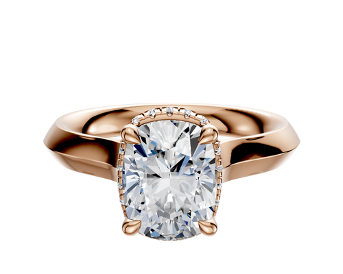 14K Rose Gold 4 Prong Collar Cathedral Knife Edge 3.0mm Engagement Ring